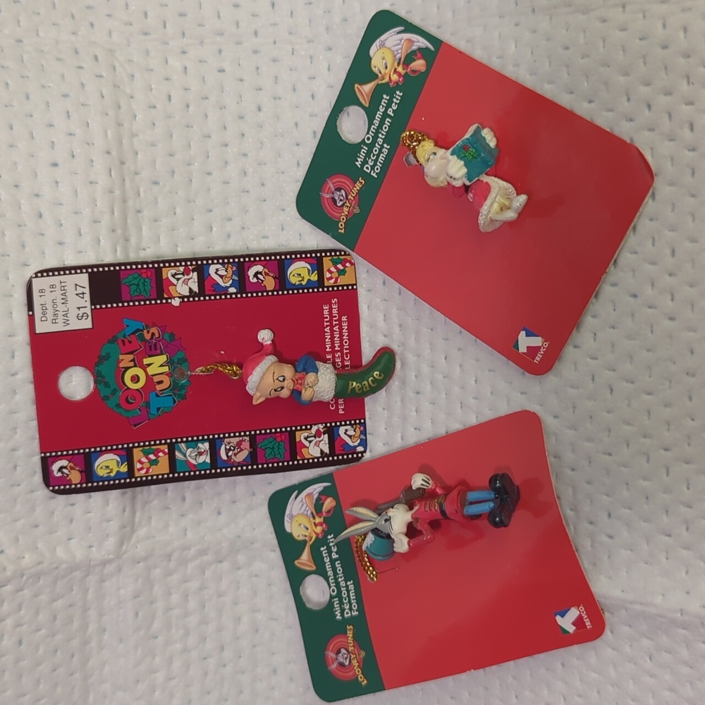 Vintage Miniature Looney Toons "Bugs", "Lola" and "Porky " Ornaments